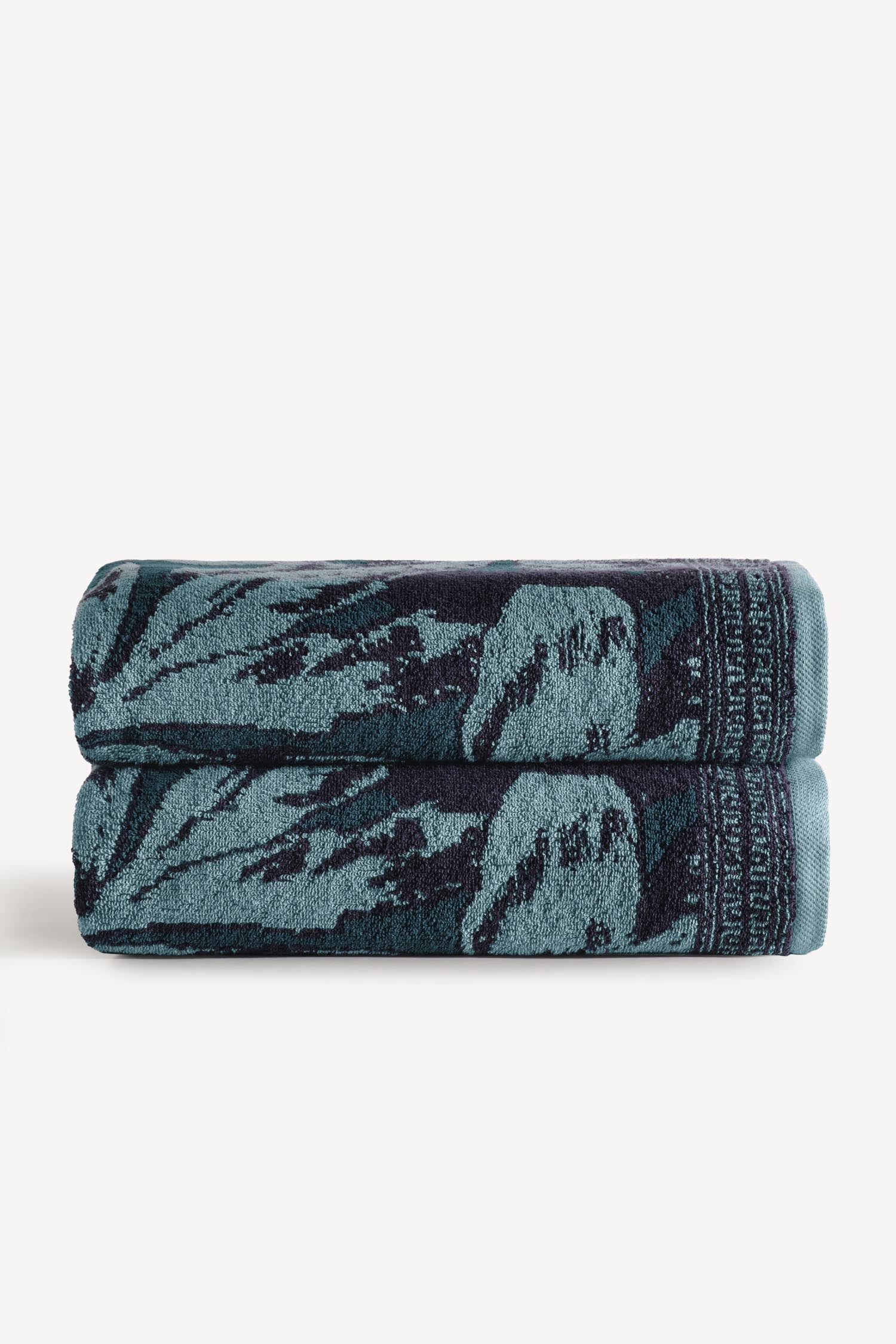 Caressa İpliği Boyalı 2'li Banyo Havlusu Seti Petrol - CHERX