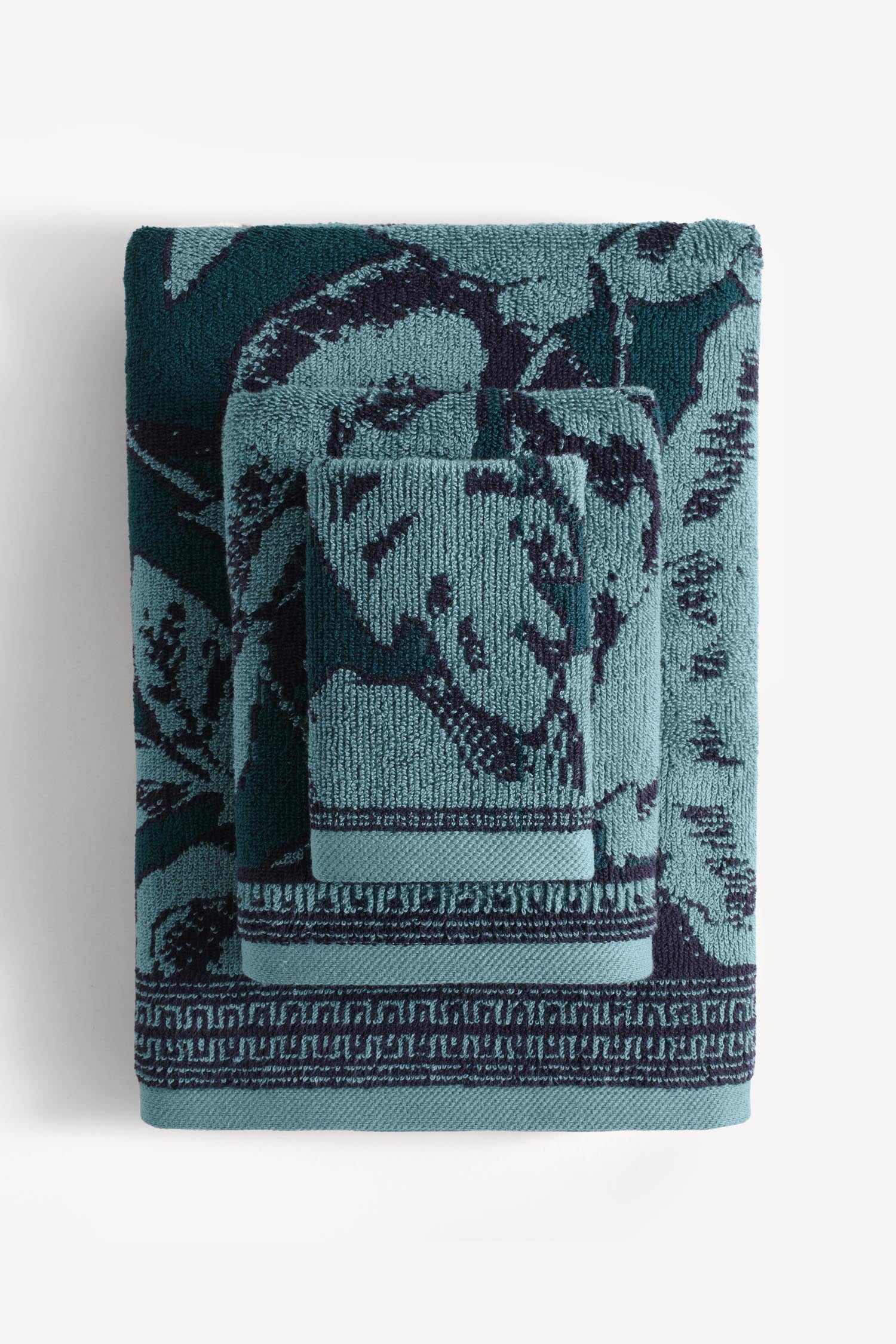 Caressa İpliği Boyalı 3'lü Havlu Seti Petrol - CHERX