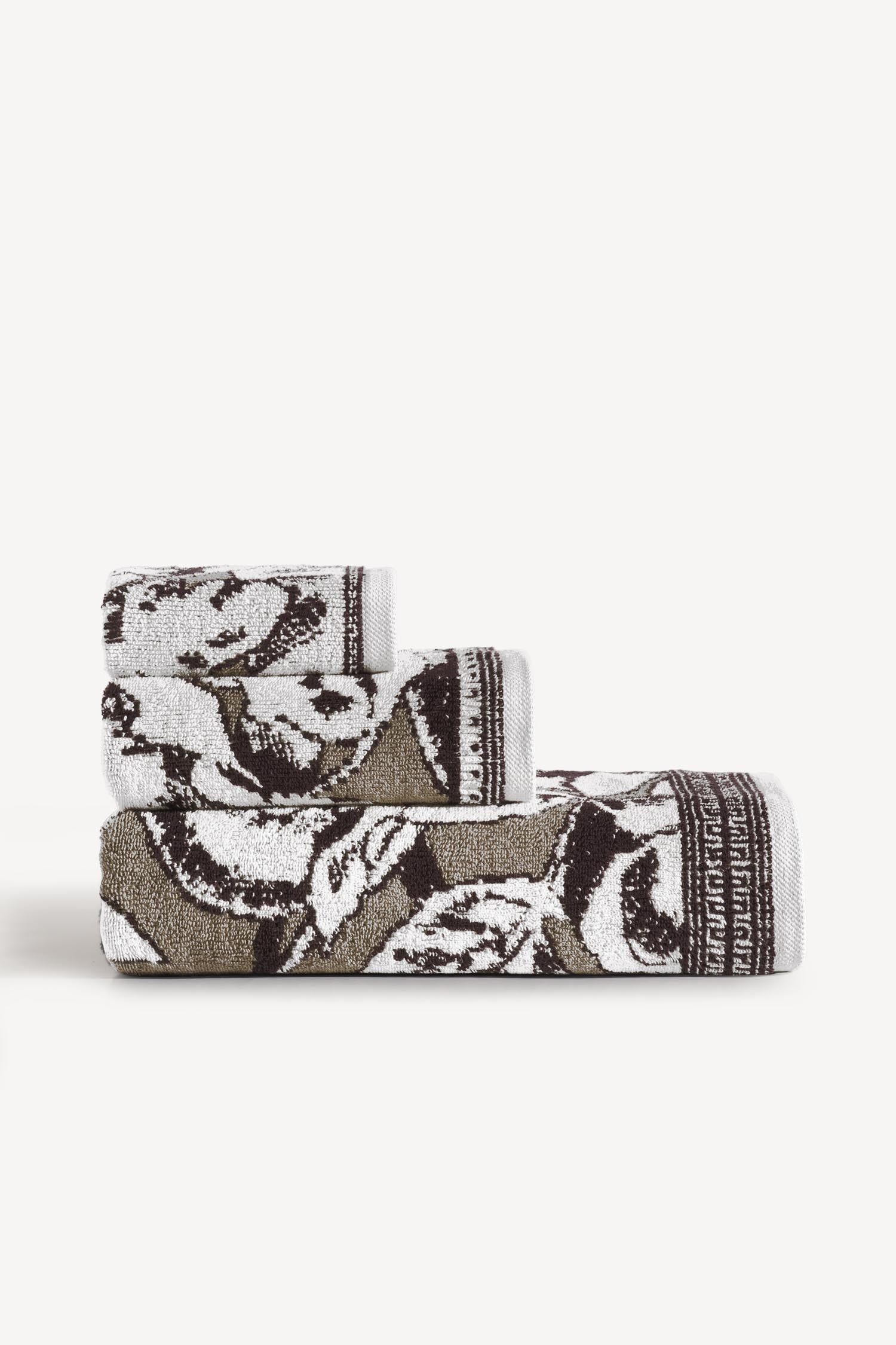 Caressa İpliği Boyalı 3'lü Havlu Seti Taş - CHERX