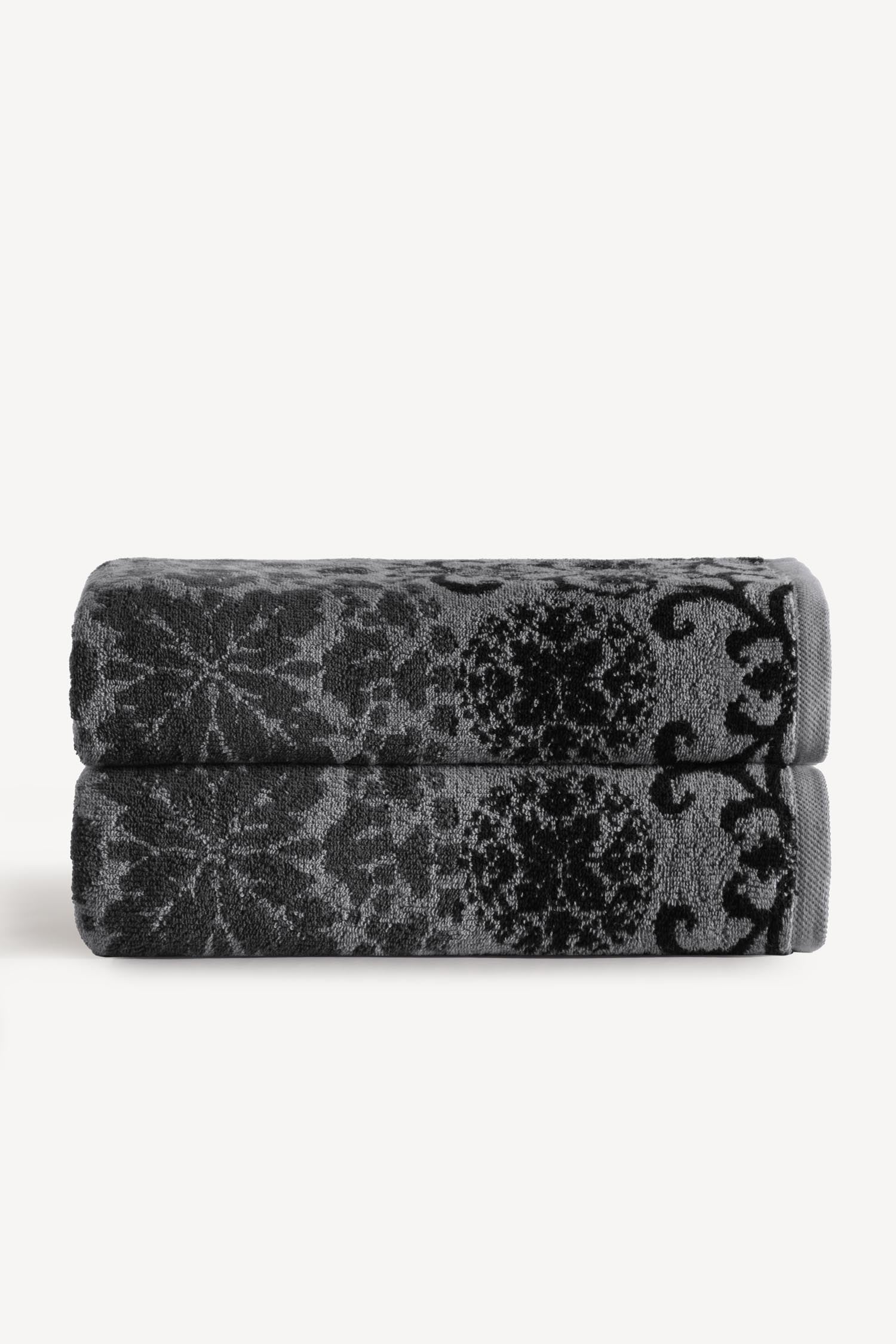 Matilda İpliği Boyalı 2'li Banyo Havlusu Seti Antrasit - CHERX