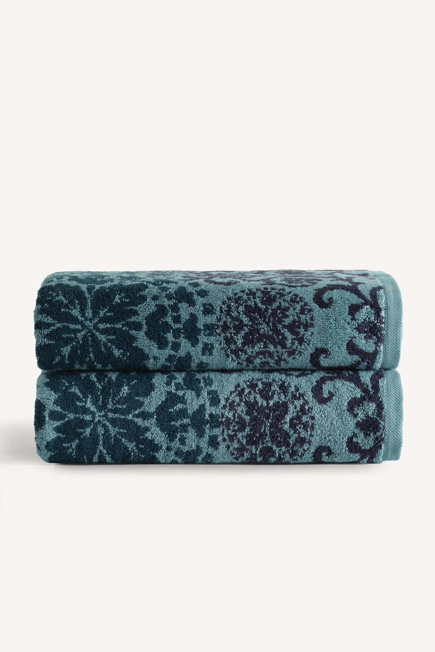 Matilda İpliği Boyalı 2'li Banyo Havlusu Seti Petrol - CHERX