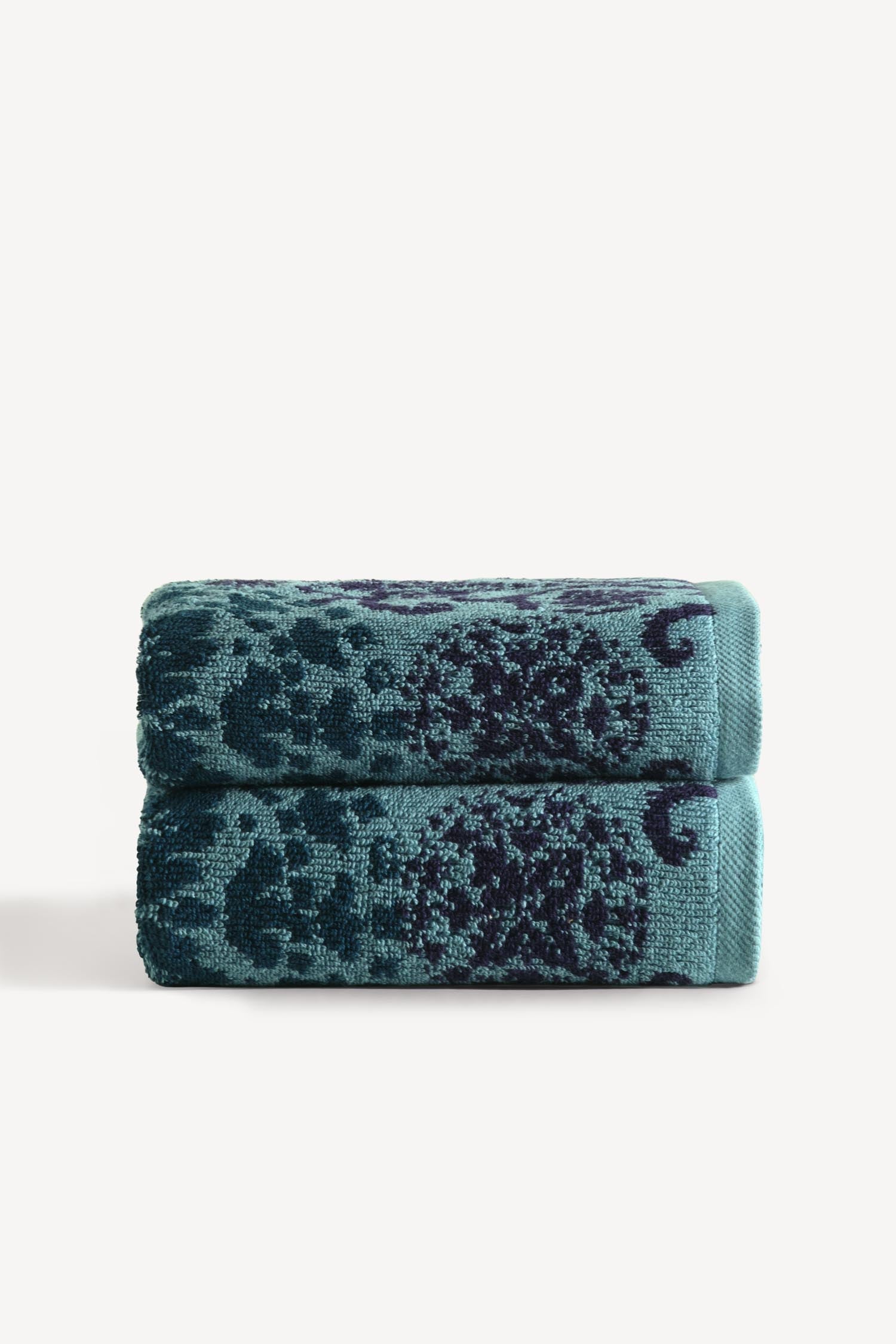 Matilda İpliği Boyalı 2’li El Havlusu Seti Petrol - CHERX