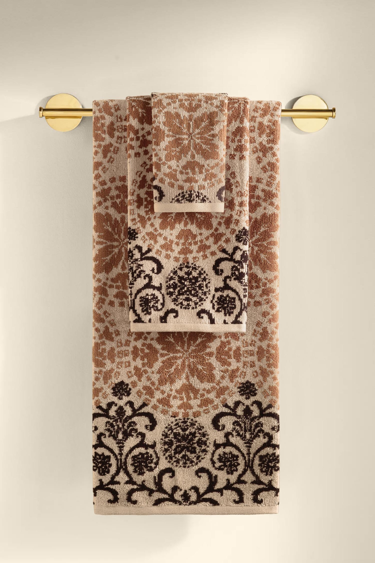 Matilda İpliği Boyalı 3'lü Havlu Seti Karamel - CHERX