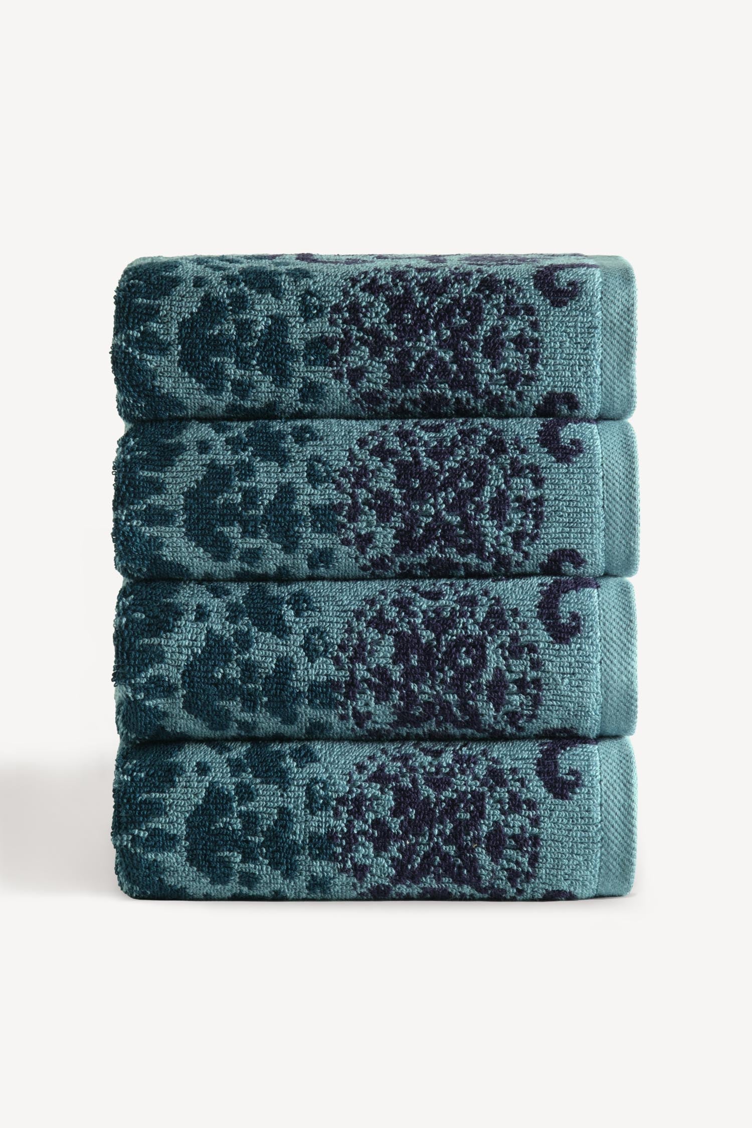 Matilda İpliği Boyalı 4’lü El Havlusu Seti Petrol - CHERX