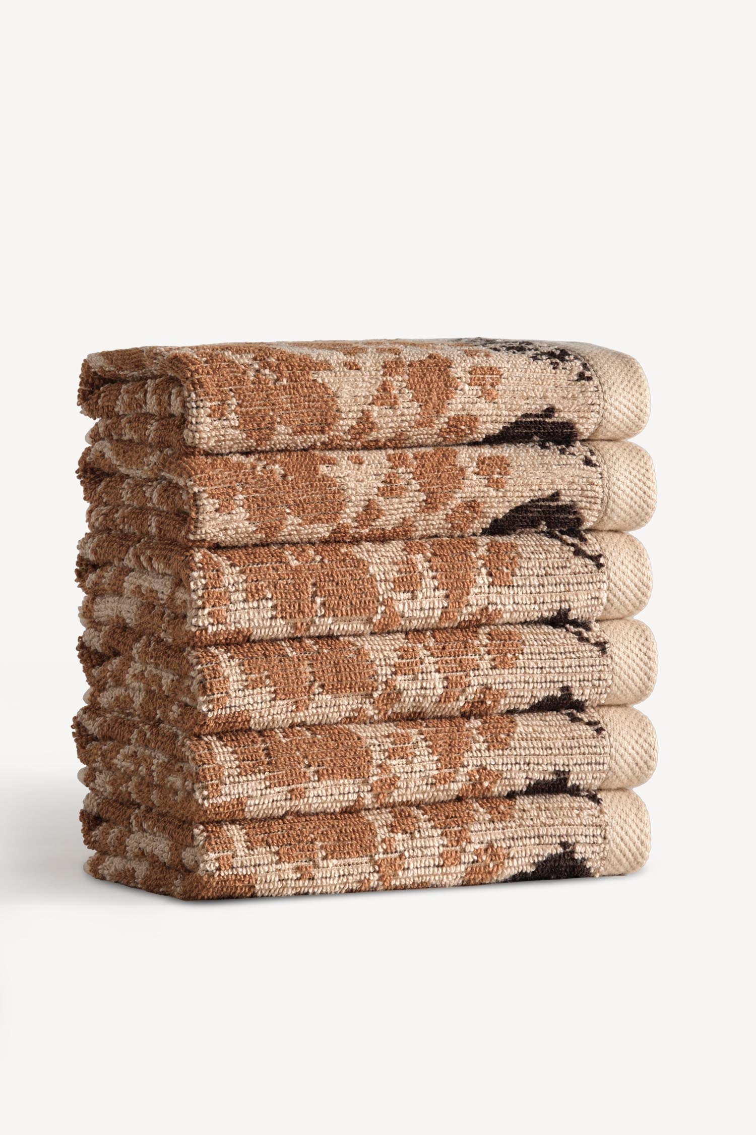 Matilda İpliği Boyalı 6'lı Misafir Havlusu Seti Karamel - CHERX