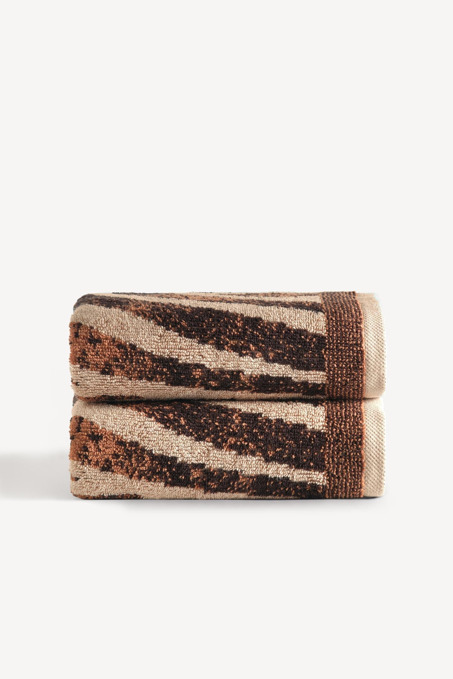 Pluma İpliği Boyalı 2’li El Havlusu Seti Karamel - CHERX