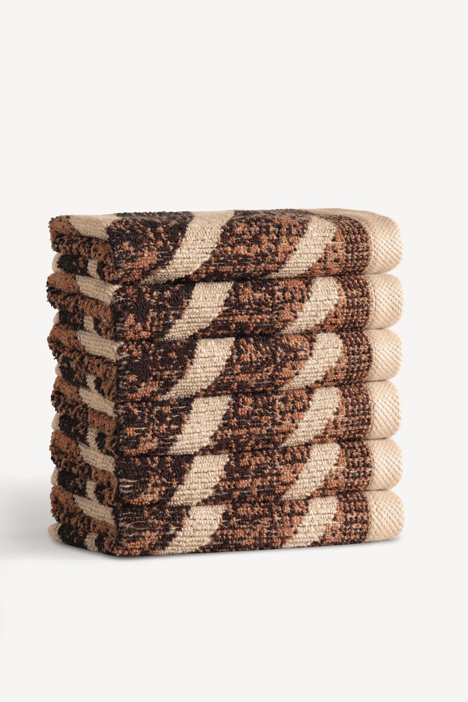 Pluma İpliği Boyalı 6'lı Misafir Havlusu Seti Karamel - CHERX