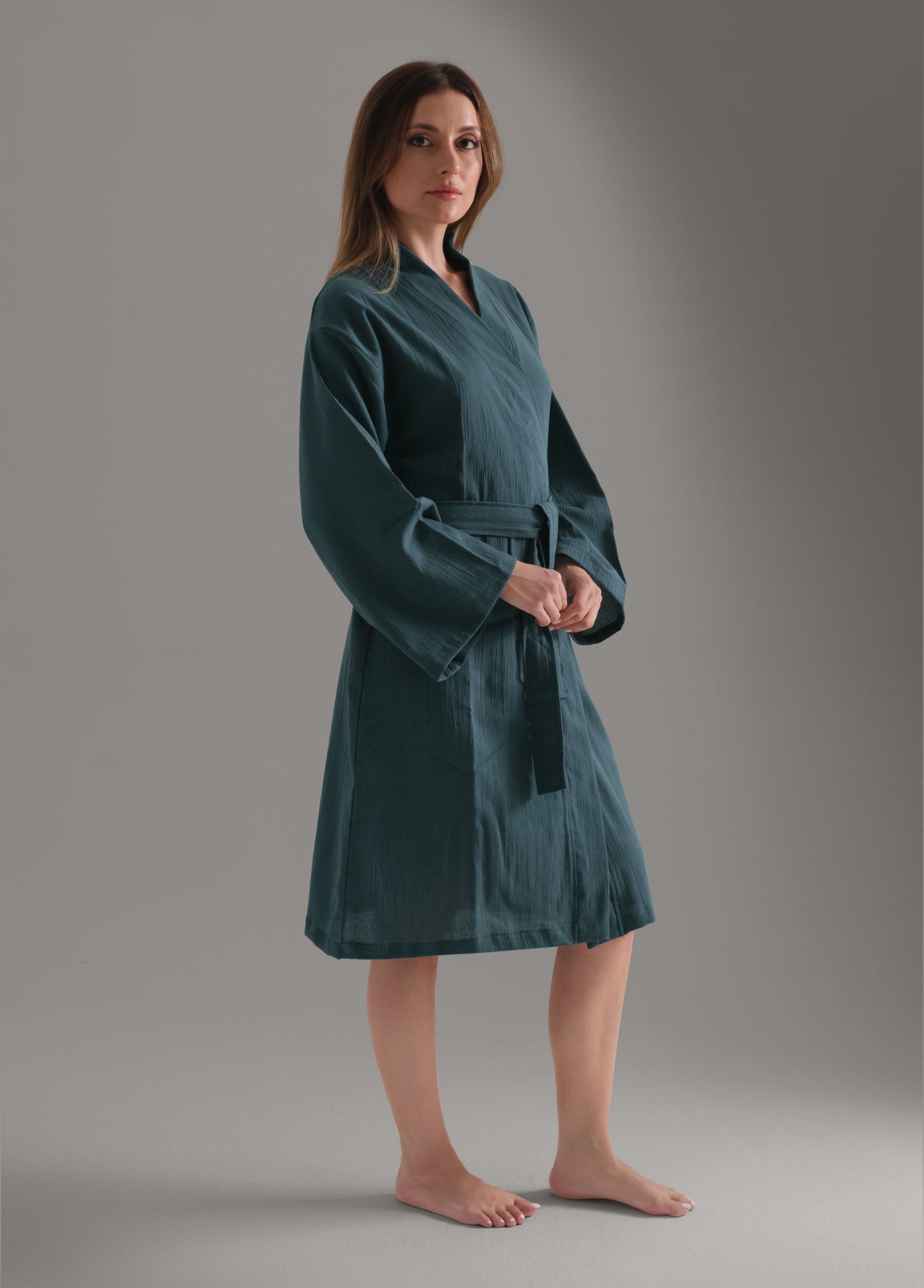 Şile Bezi Bornoz Petrol Mavi - CHERX