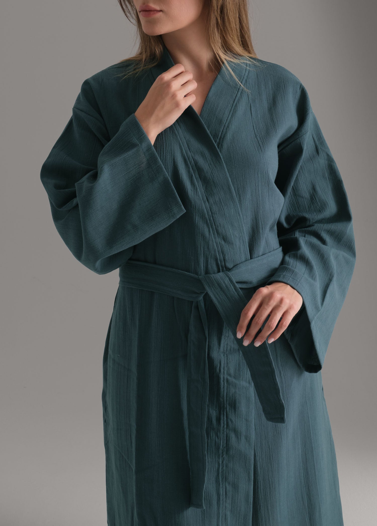 Şile Bezi Bornoz Petrol Mavi - CHERX