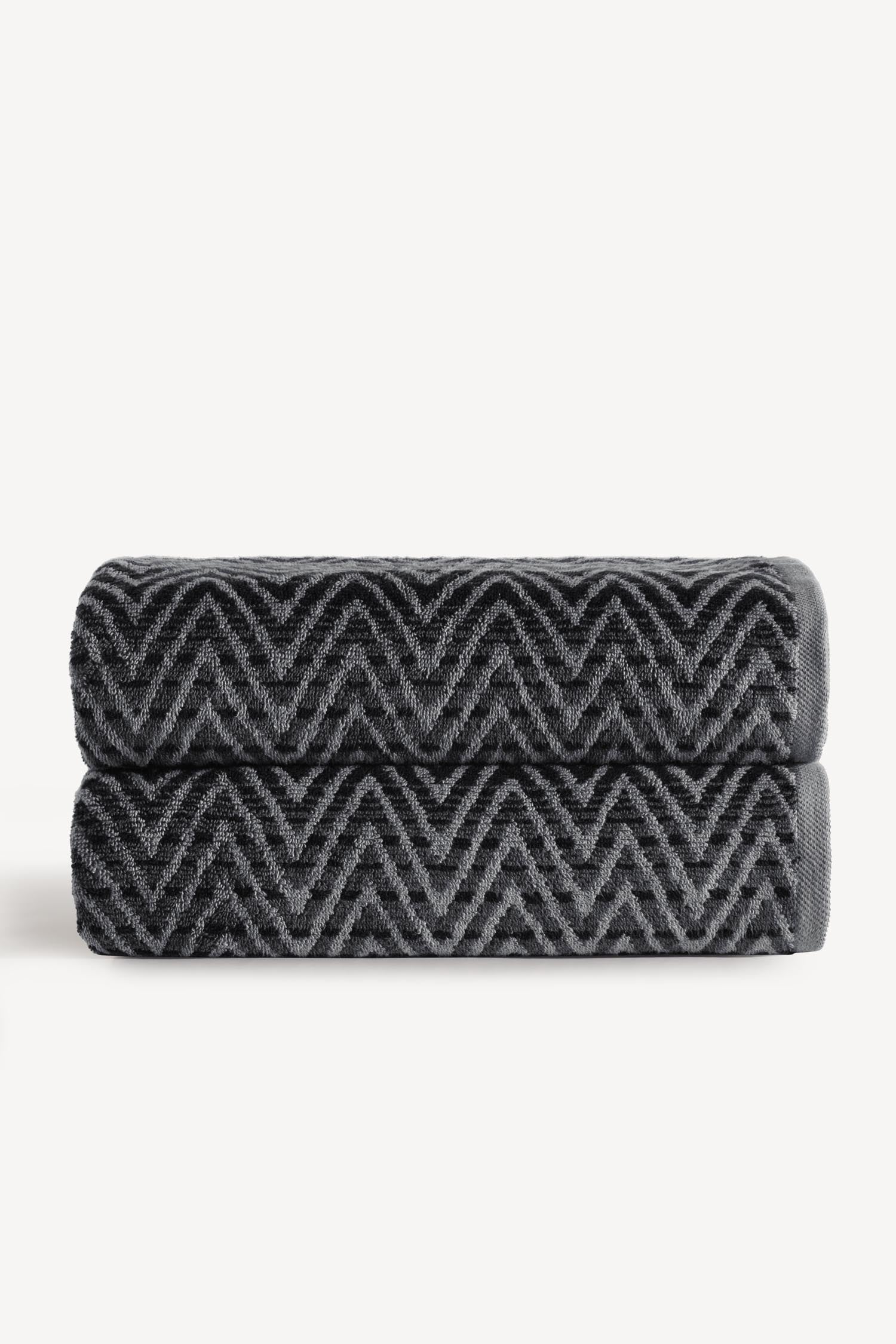 Zyon İpliği Boyalı 2'li Banyo Havlusu Seti Antrasit - CHERX