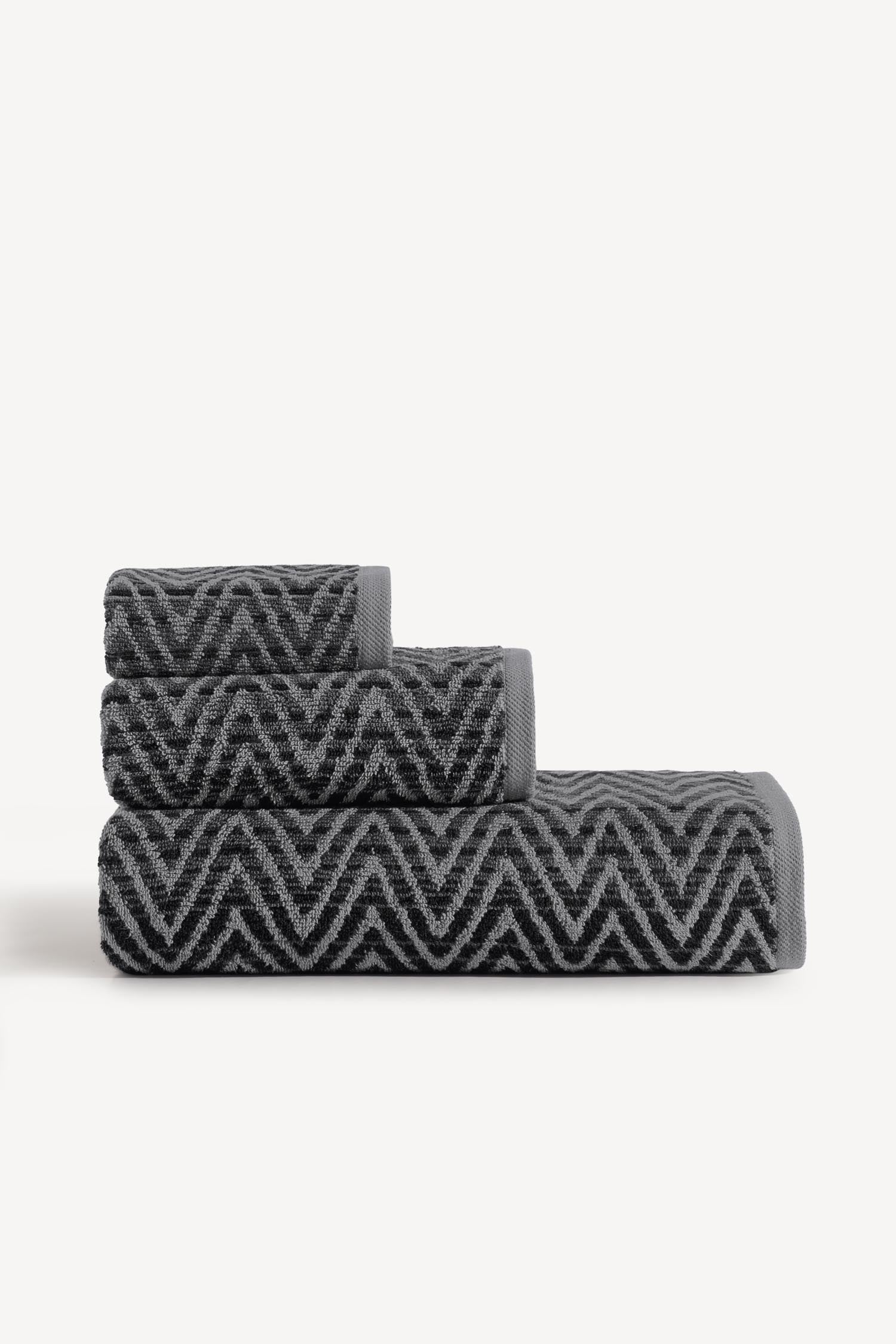 Zyon İpliği Boyalı 3'lü Havlu Seti Antrasit - CHERX