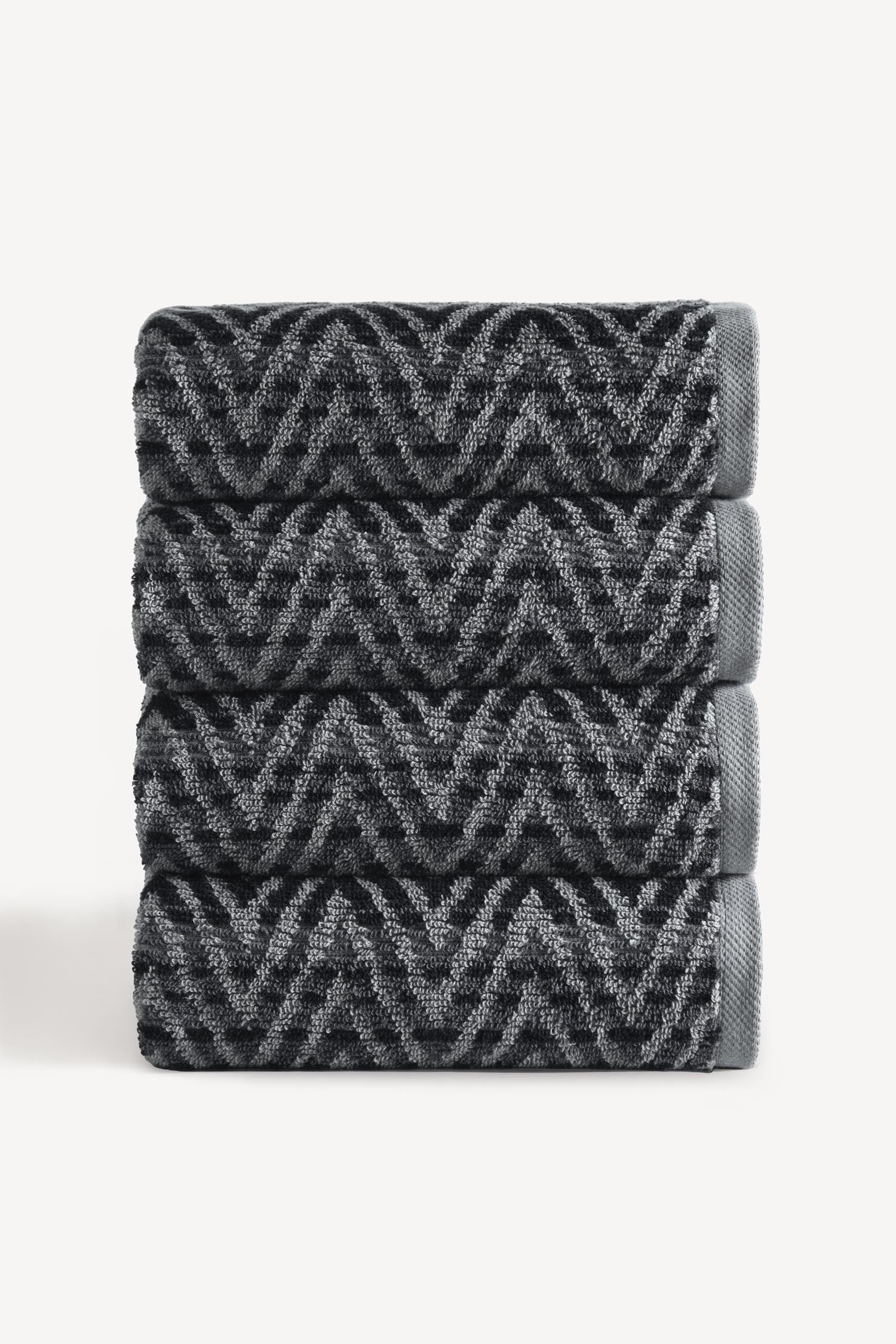 Zyon İpliği Boyalı 4’lü El Havlusu Seti Antrasit - CHERX