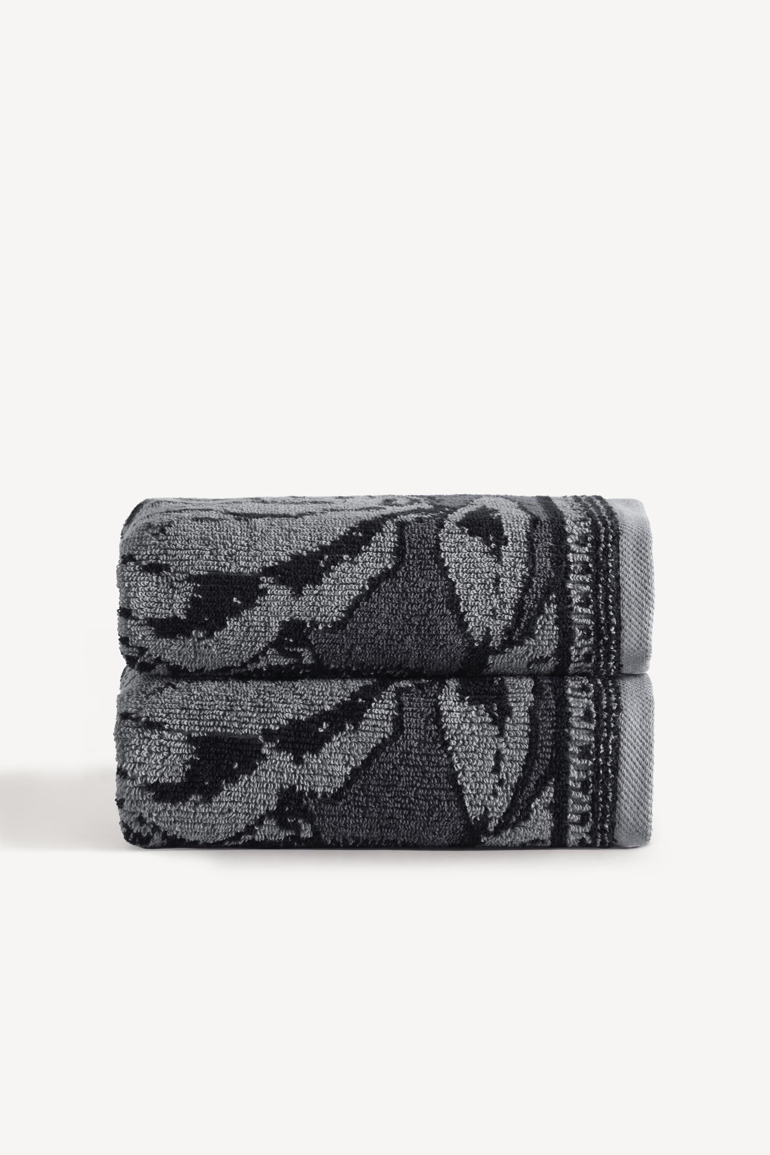 Caressa İpliği Boyalı 2’li El Havlusu Seti Antrasit - CHERX