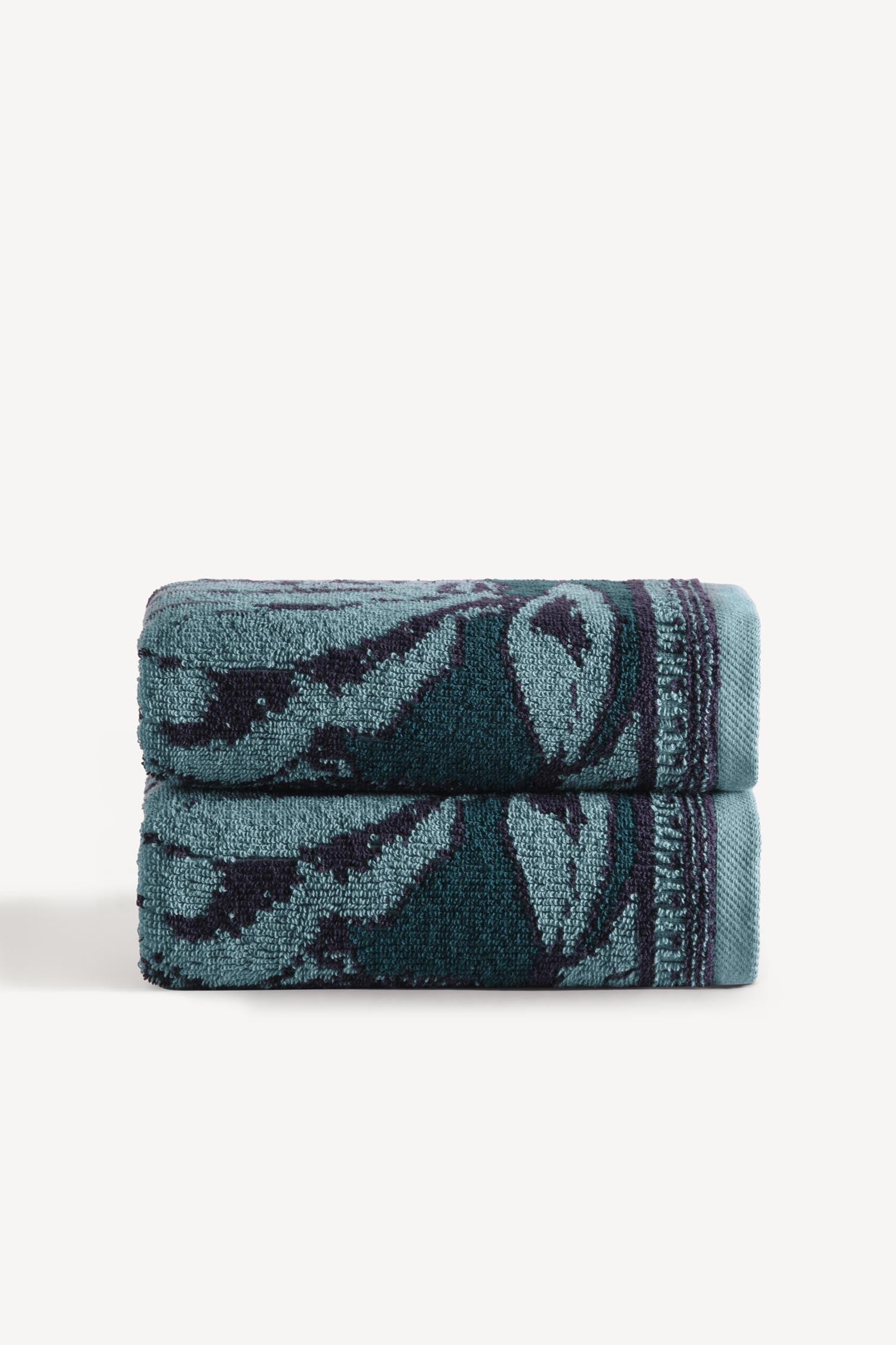 Caressa İpliği Boyalı 2’li El Havlusu Seti Petrol - CHERX