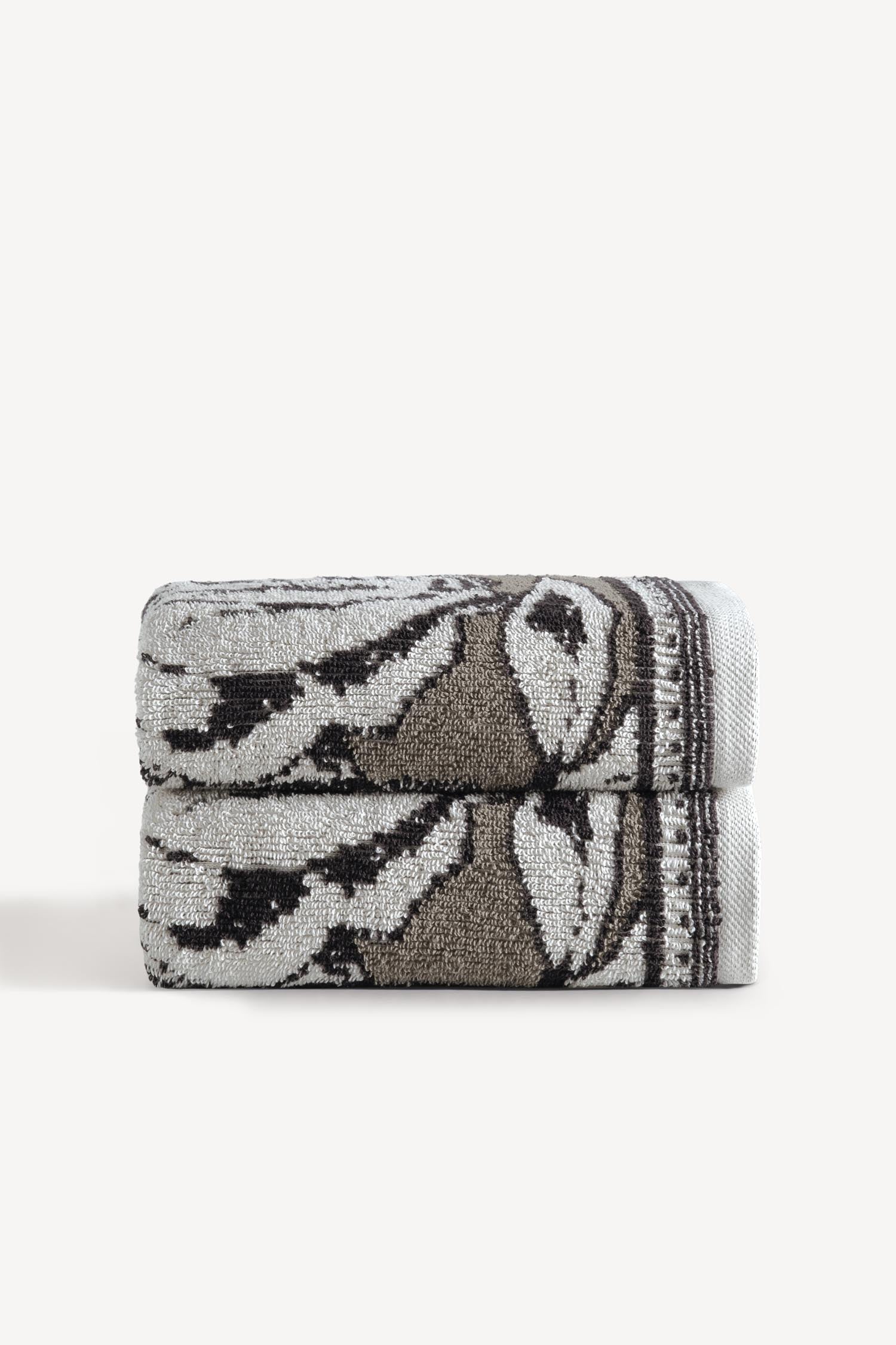 Caressa İpliği Boyalı 2’li El Havlusu Seti Taş - CHERX