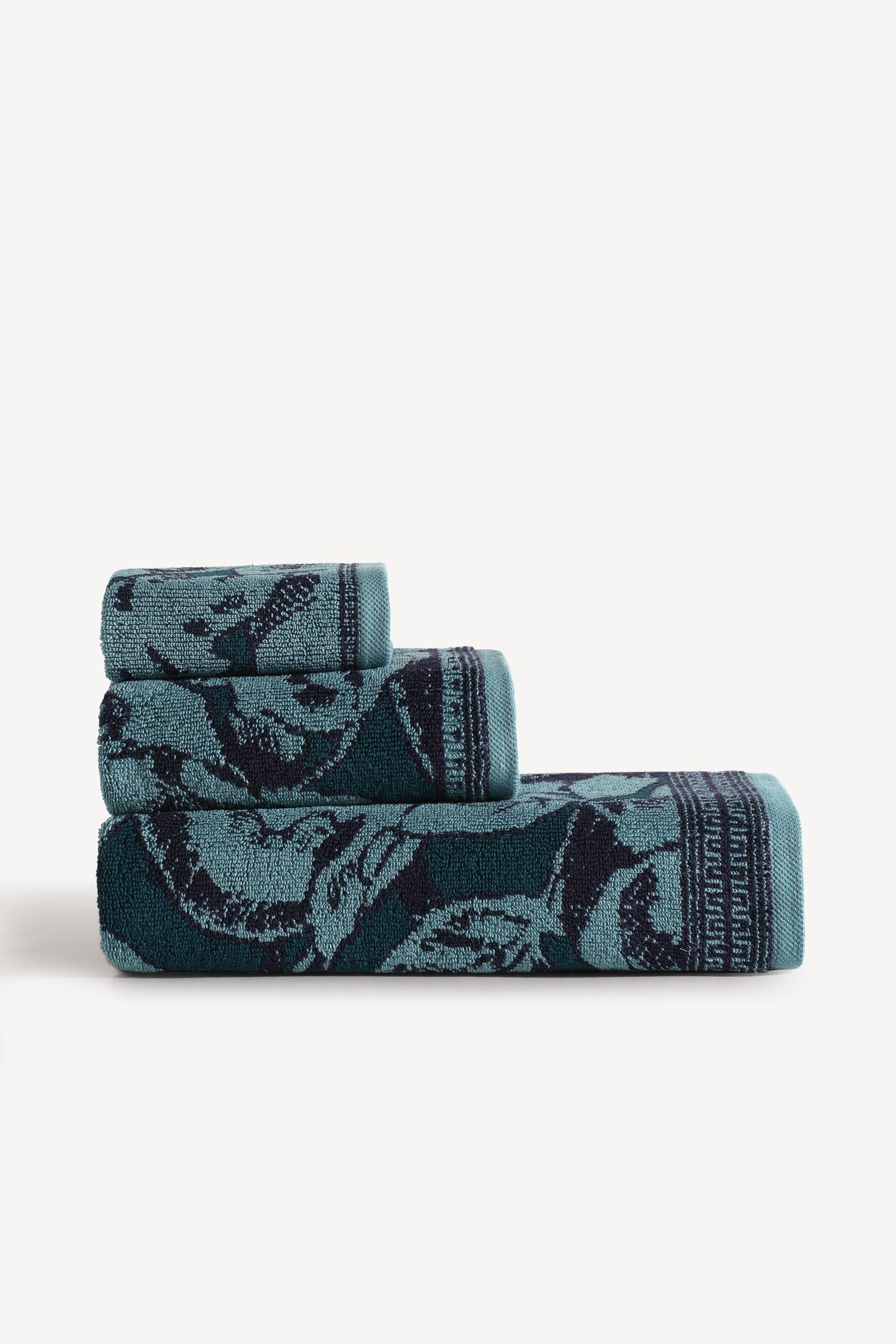 Caressa İpliği Boyalı 3'lü Havlu Seti Petrol - CHERX