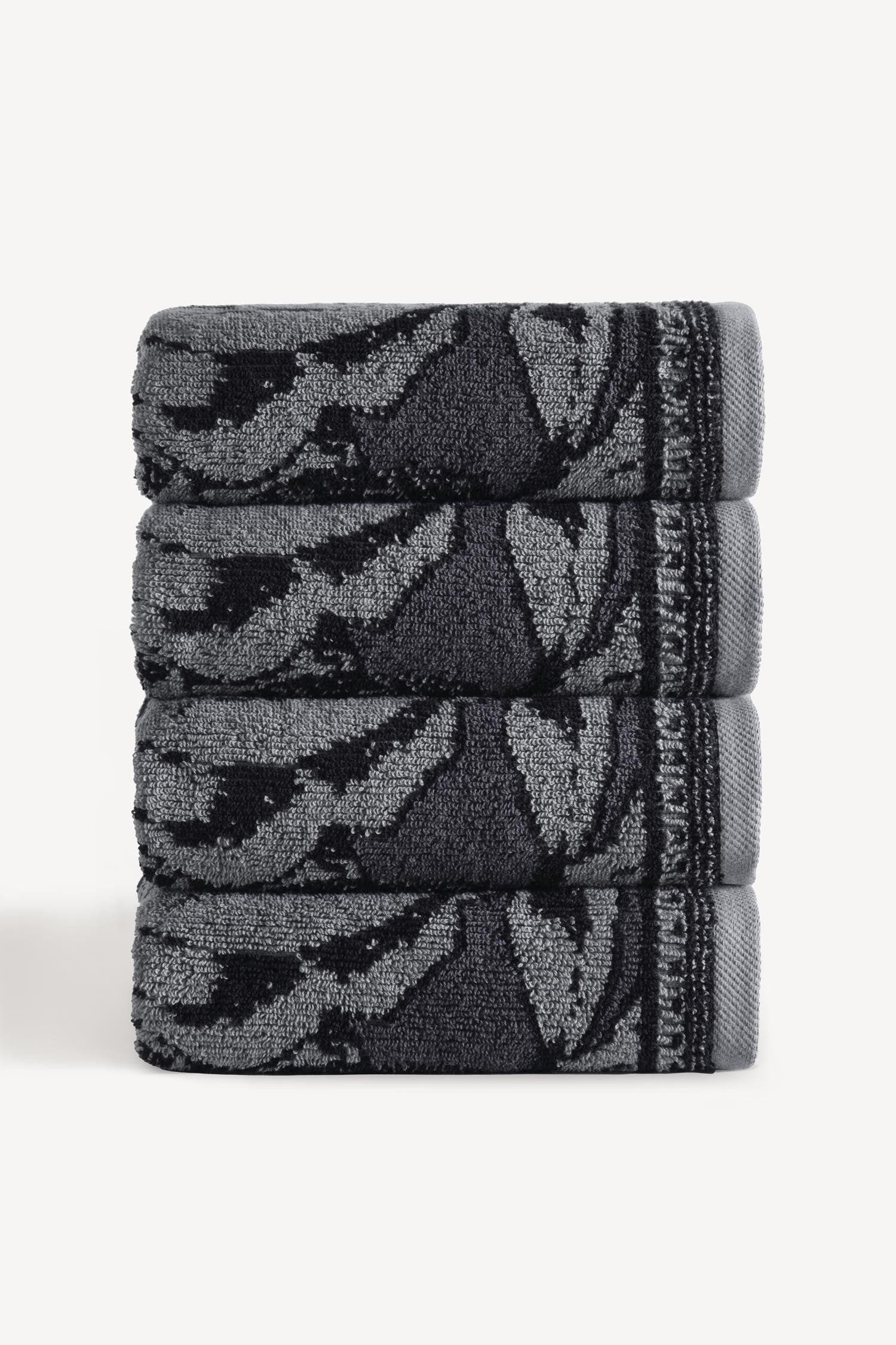Caressa İpliği Boyalı 4’lü El Havlusu Seti Antrasit - CHERX