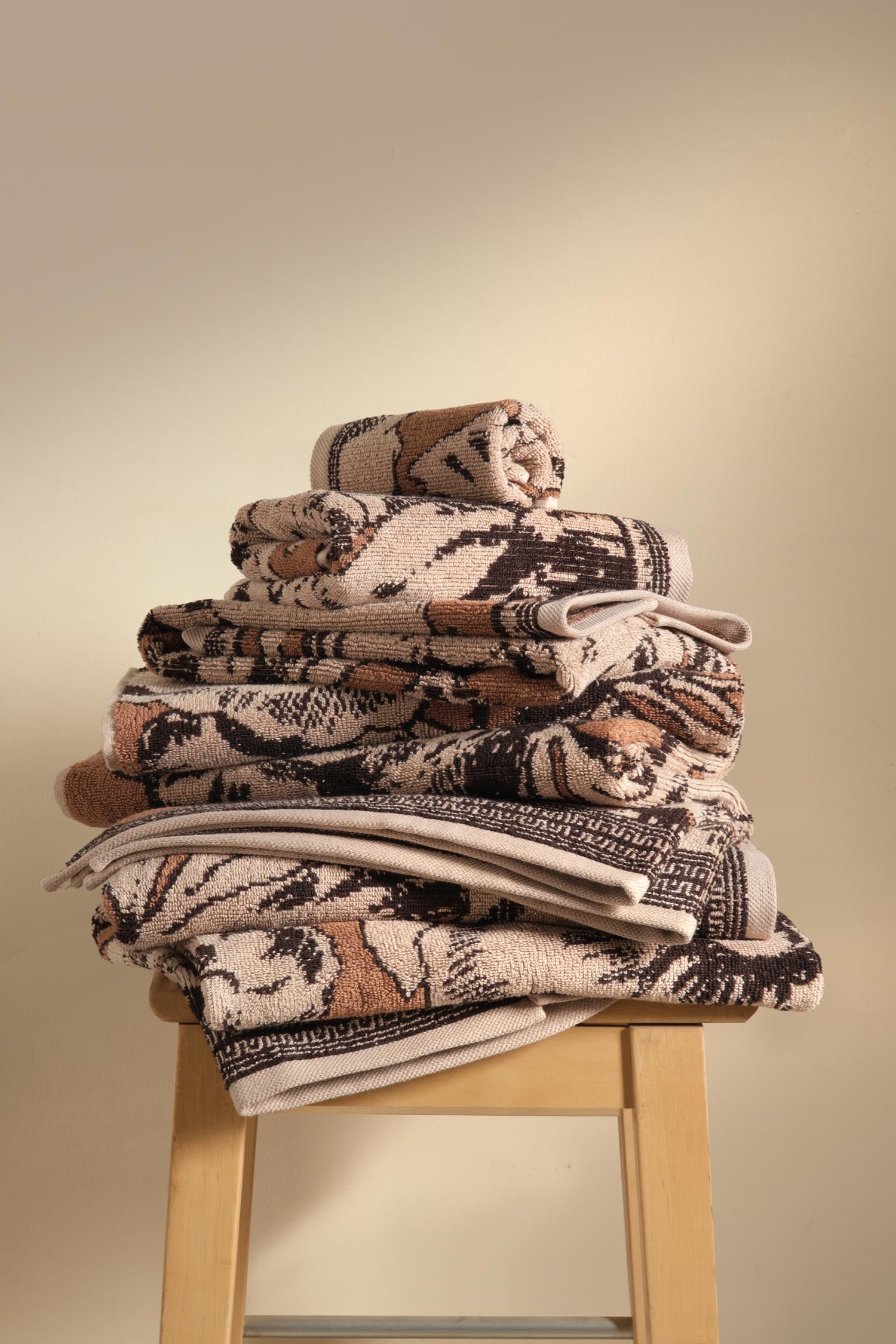 Caressa İpliği Boyalı 4’lü El Havlusu Seti Karamel - CHERX