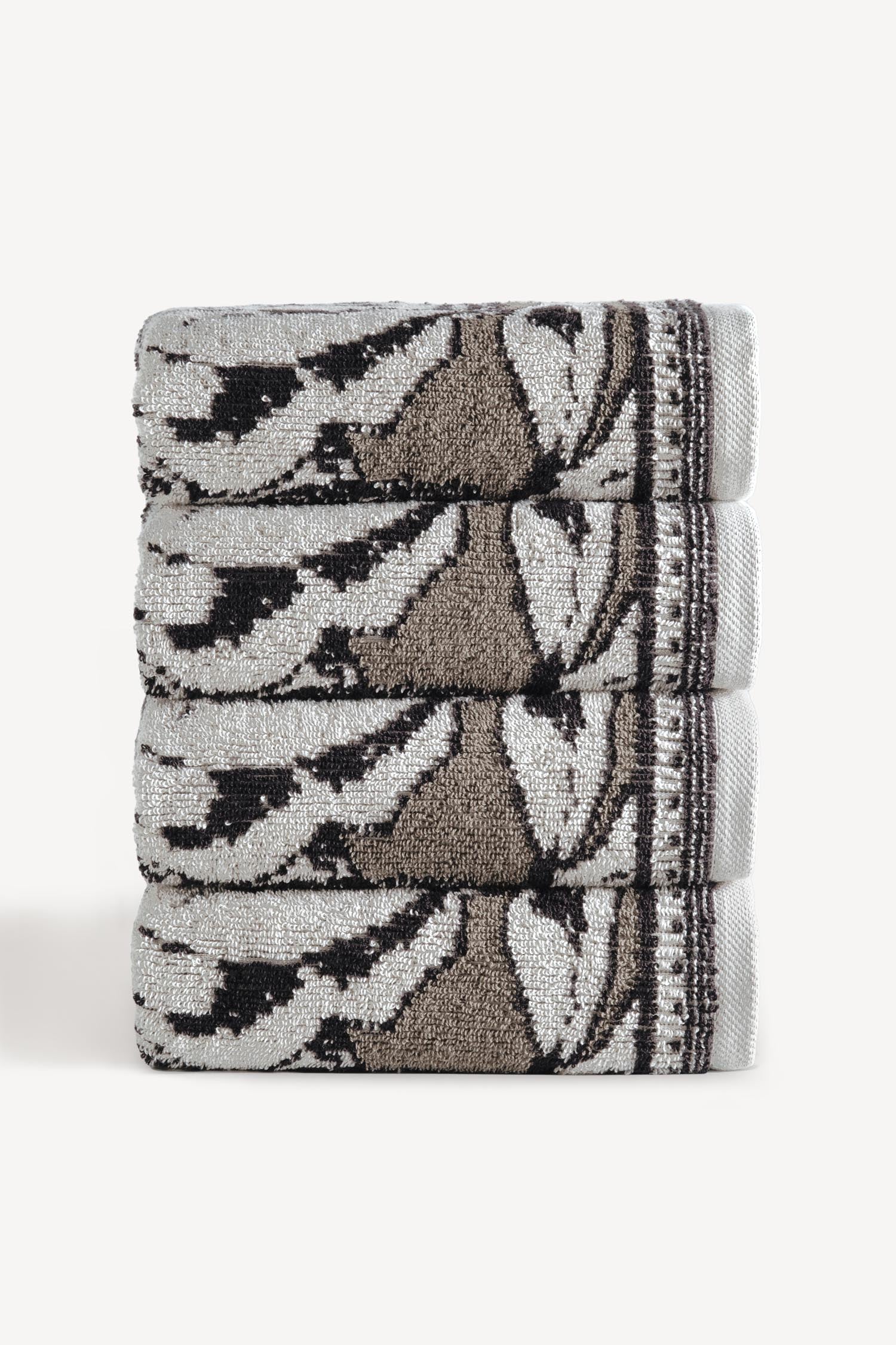 Caressa İpliği Boyalı 4’lü El Havlusu Seti Taş - CHERX