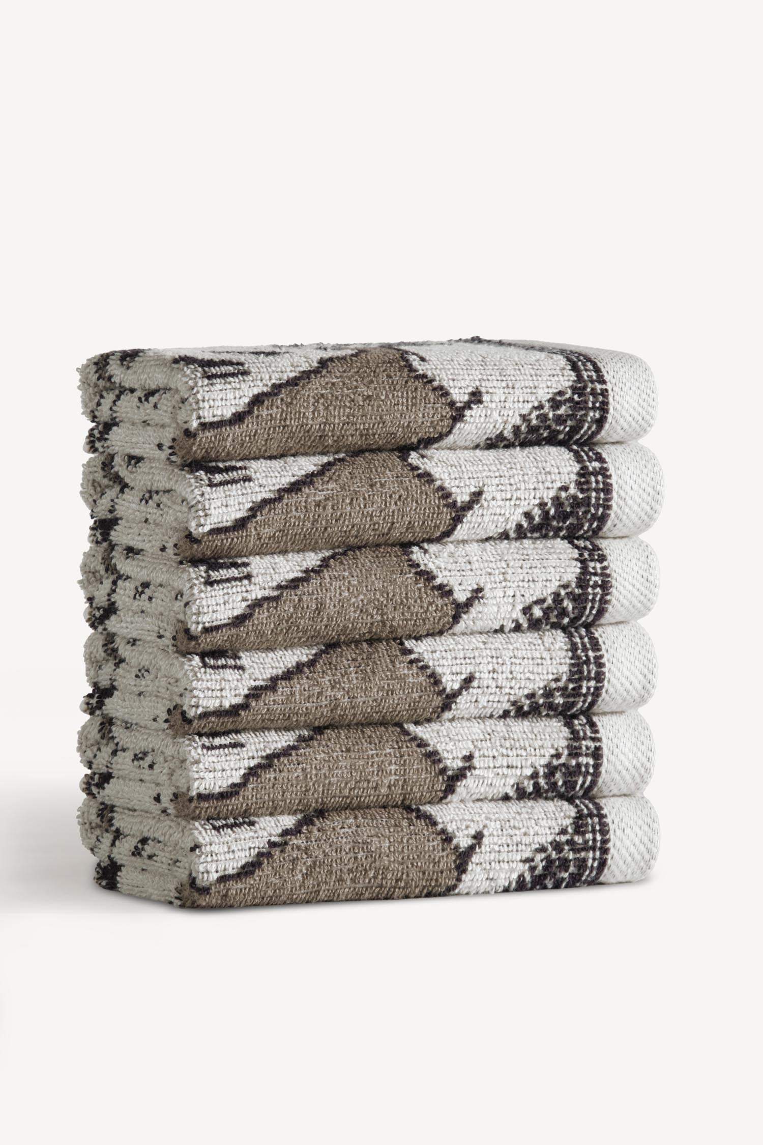 Caressa İpliği Boyalı 6'lı Misafir Havlusu Seti Taş - CHERX