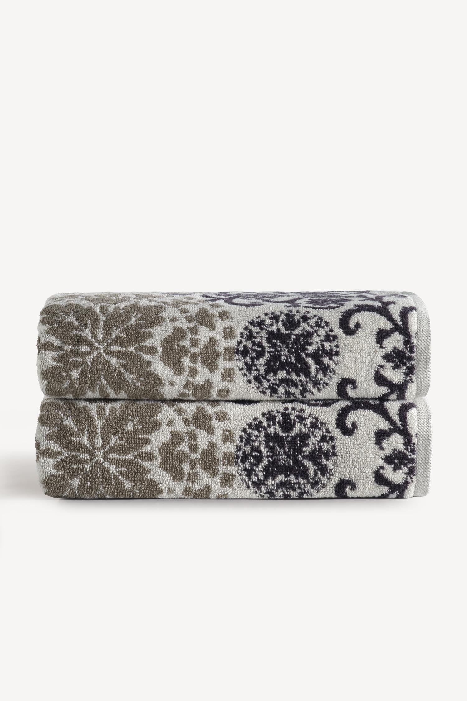 Matilda İpliği Boyalı 2'li Banyo Havlusu Seti Taş - CHERX