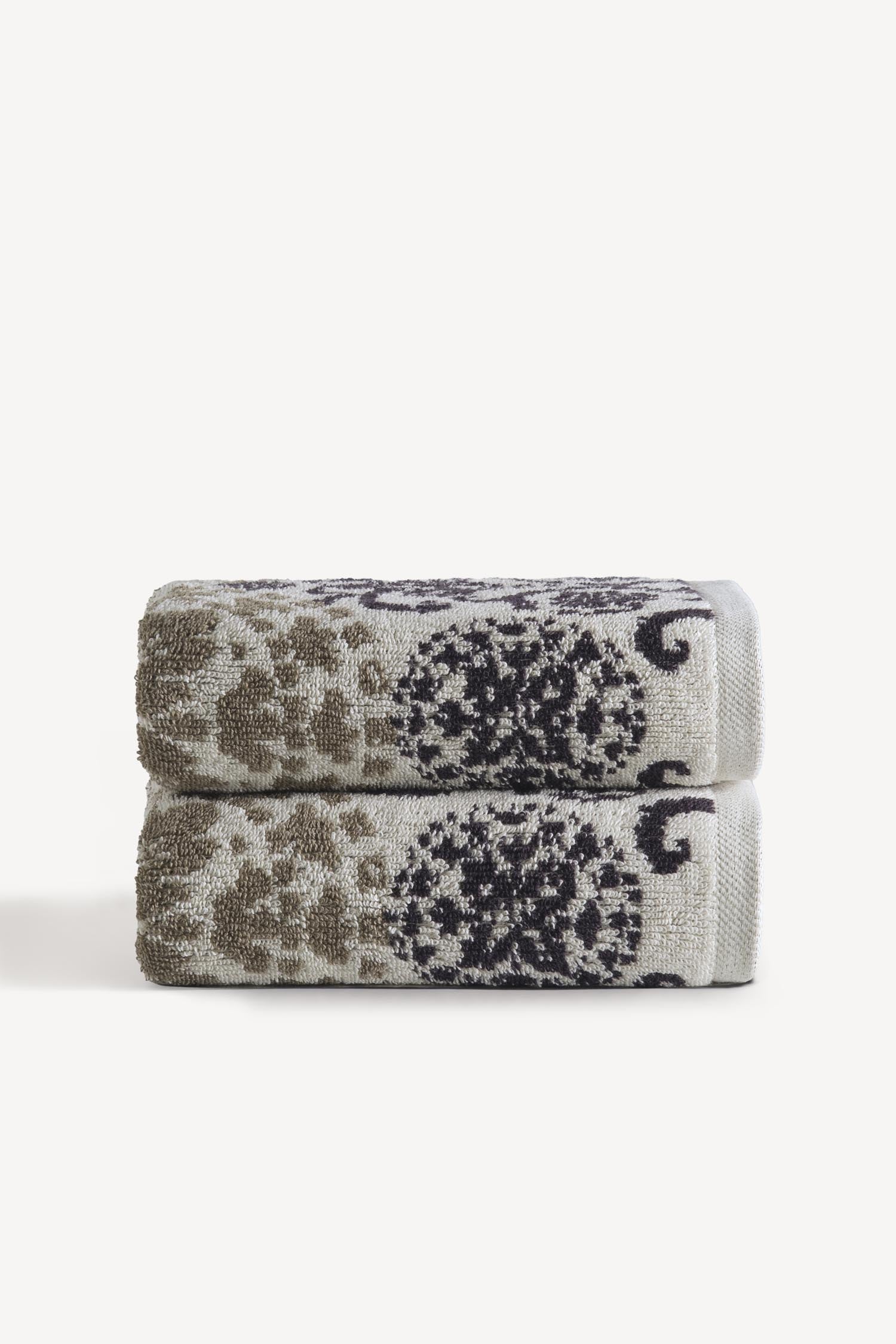 Matilda İpliği Boyalı 2’li El Havlusu Seti Taş - CHERX