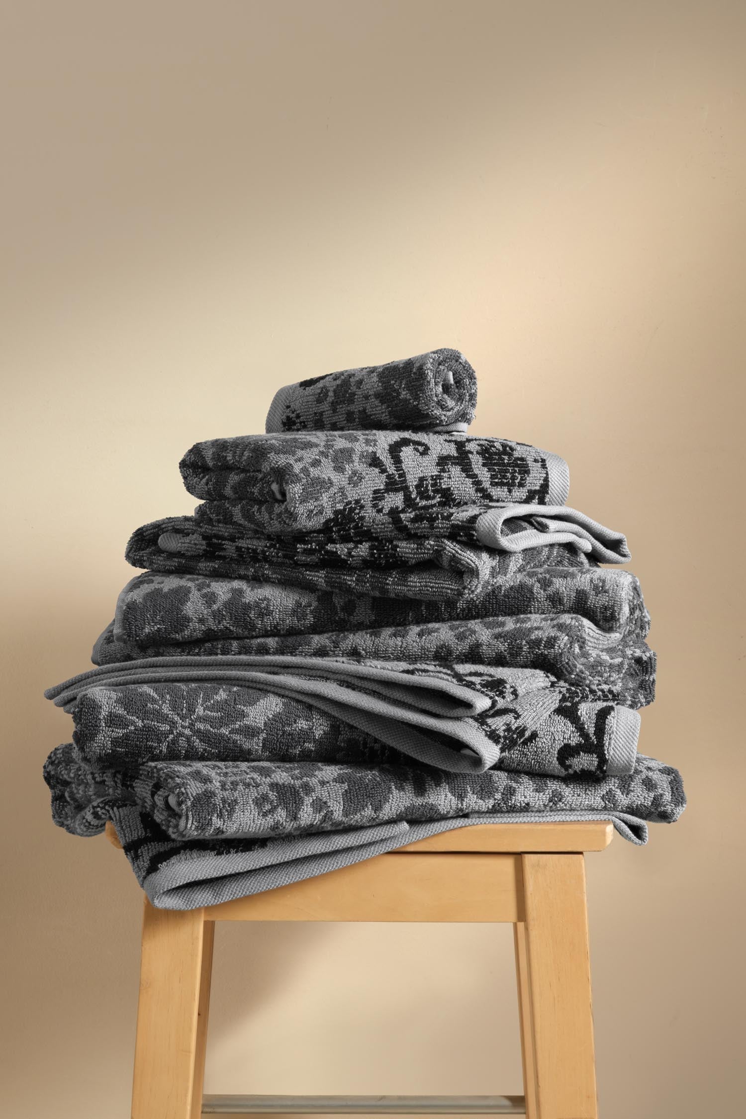 Matilda İpliği Boyalı 3'lü Havlu Seti Antrasit - CHERX