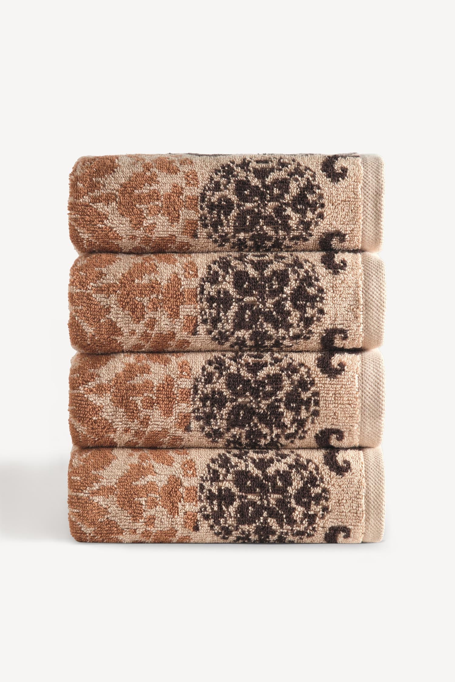 Matilda İpliği Boyalı 4’lü El Havlusu Seti Karamel - CHERX