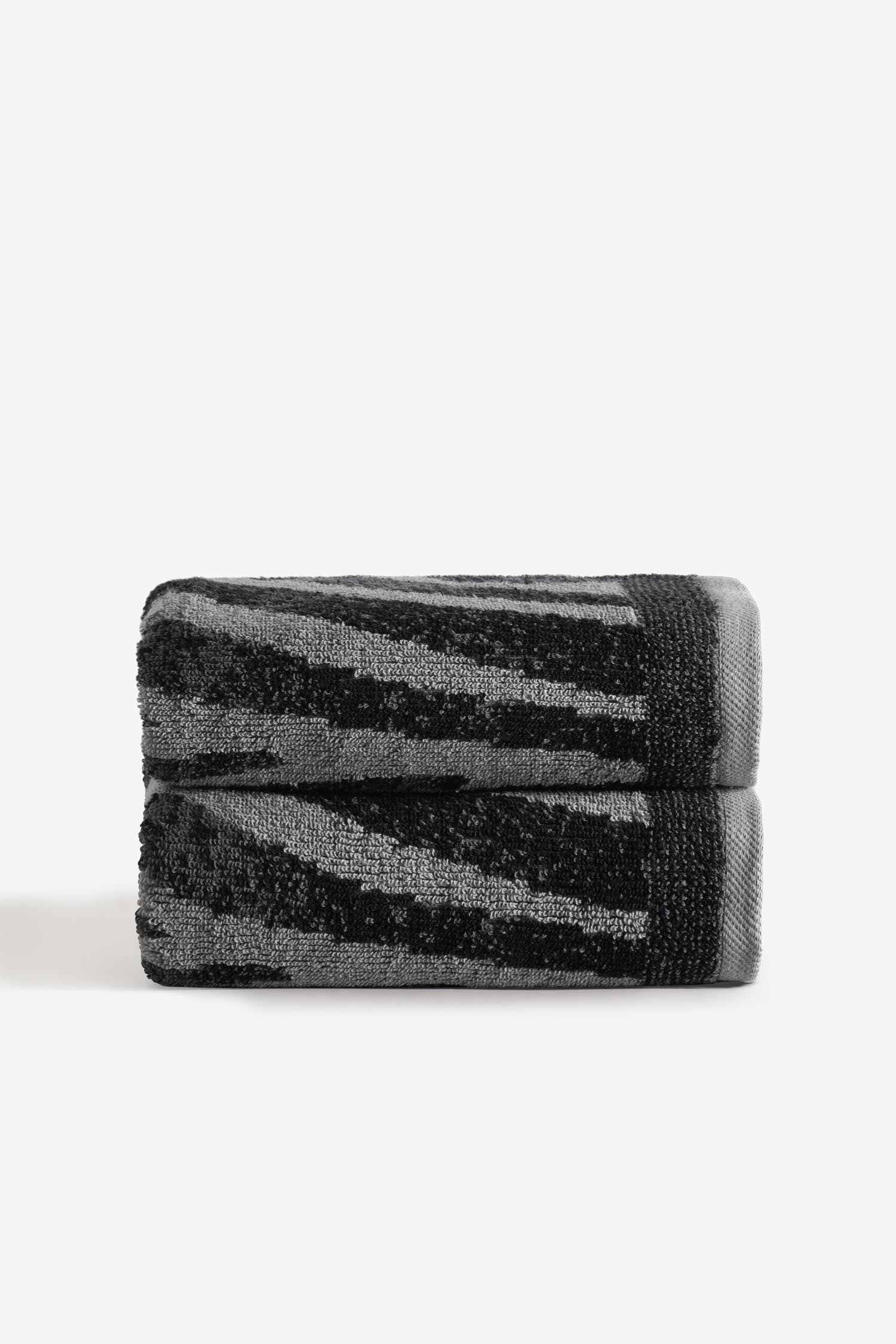 Pluma İpliği Boyalı 2’li El Havlusu Seti Antrasit - CHERX