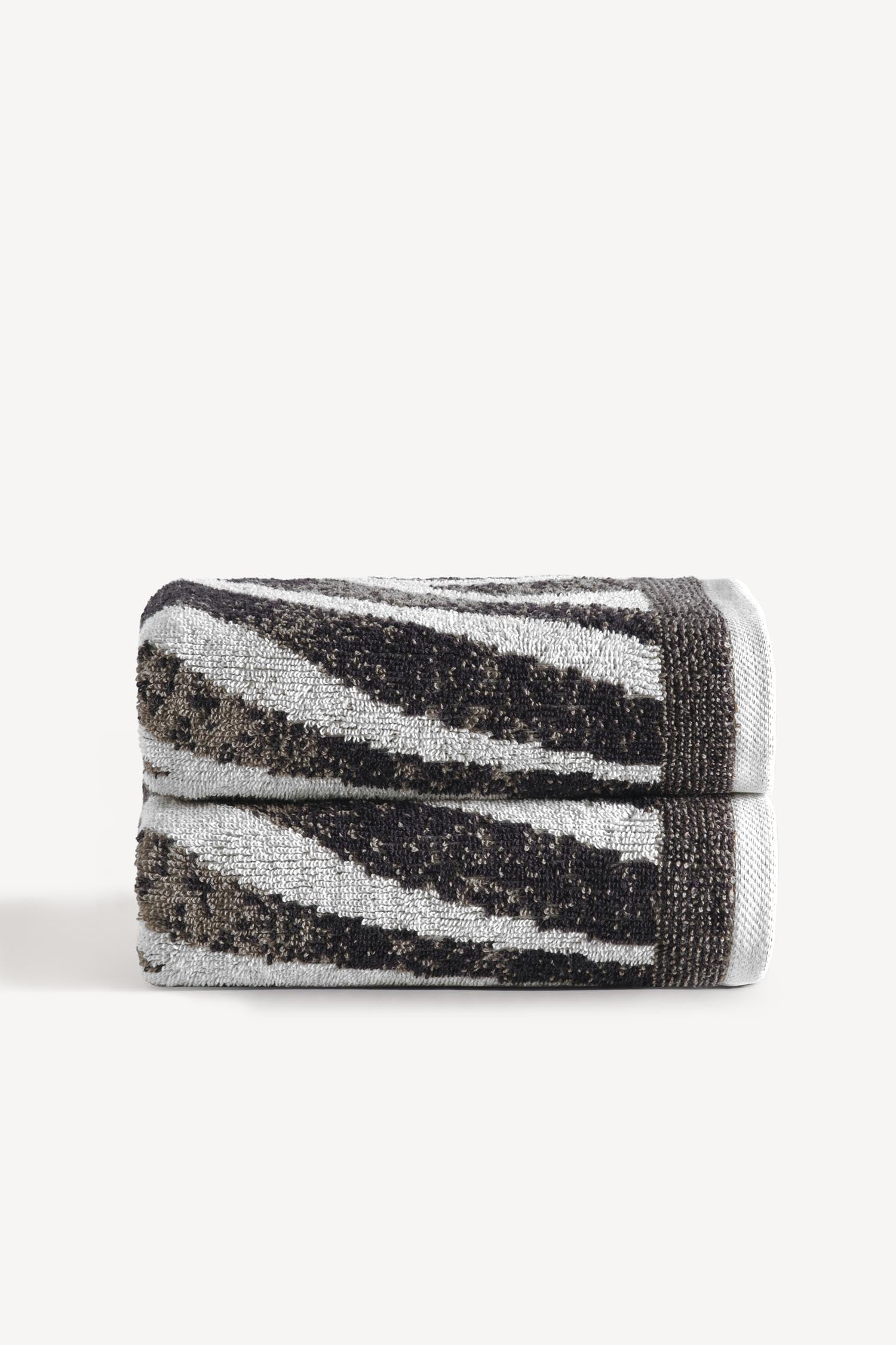 Pluma İpliği Boyalı 2’li El Havlusu Seti Taş - CHERX