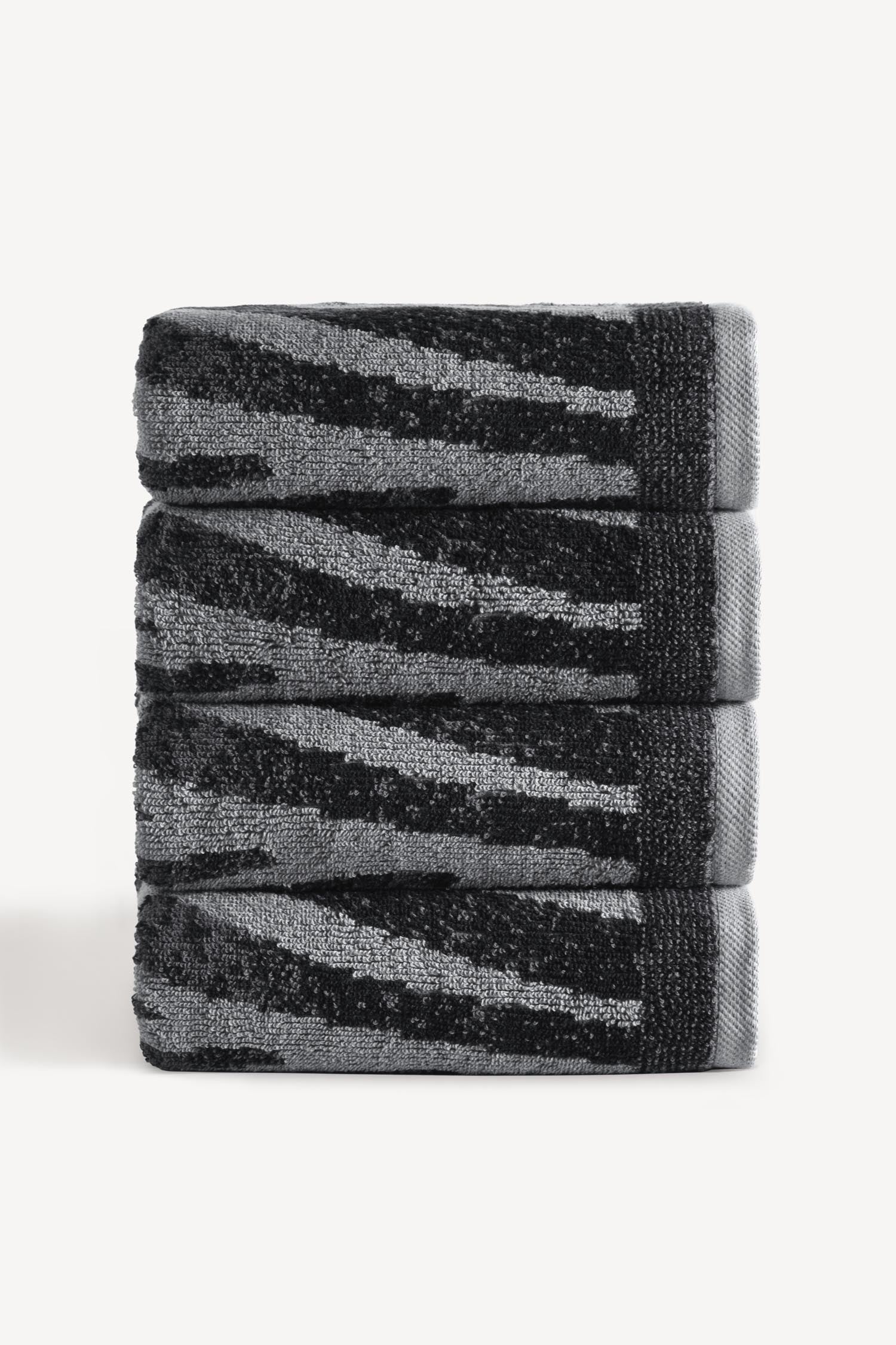 Pluma İpliği Boyalı 4’lü El Havlusu Seti Antrasit - CHERX